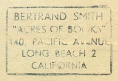 Bertand Smith's Acres of Books, Long Beach, California (inkstamp, 35mm x 23mm, ca.1950s)