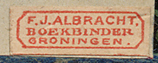 F.J. Albracht, Boekbinder, Groningen, Netherlands (15mm x 5mm, ca.1840-60s?).