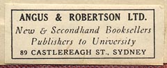 Angus & Robertson, Sydney, Australia (38mm x 14mm, ca.1945).