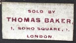 Thomas Baker, London, England (24mm x 13mm, ca.1861?). Courtesy of R. Behra.