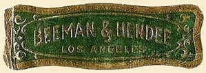 Beeman & Hendee, Los Angeles, California (49mm x 16mm). Courtesy of S. Loreck.