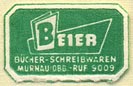 Beier, Bücher -- Schreibwaren, Murnau, Germany (21mm x 13mm). Courtesy of Donald Francis.