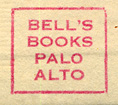 Bell's Books, Palo Alto, California (inkstamp, 16mm x 14mm, ca.1970s)