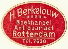H. Berkelouw, Boekhandel - Antiquariaat, Rotterdam, Netherlands (37mm x 26mm, pre-1939). Courtesy of S. Loreck.