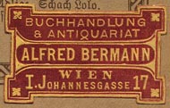 Alfred Bermann, Buchhandlung & Antiquariat, Vienna, Austria (30mm x 19mm, ca.1880)