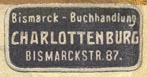 Bismarck - Buchhandlung, Charlottenburg [Berlin], Germany (24mm x 11mm, ca.1920s)