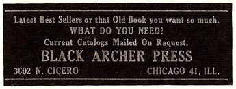 Black Archer Press, William Targ, Chicago, Illinois (56mm x 20mm, ca.1930-1942). Courtesy of S. Loreck.
