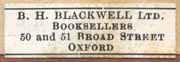 B.H. Blackwell, Oxford [England] (29mm x 9mm)