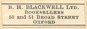 B.H. Blackwell, Oxford, England (29mm x 9mm)