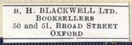 B.H. Blackwell, Oxford [England] (30mm x 9mm)