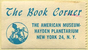 The Book Corner, American Museum - Hayden Planetarium, New York, NY (50mm x 28mm). Courtesy of Donald Francis.