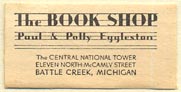 The Book Shop, Paul & Polly Eggleston, Battle Creek, Michigan (29mm x 14mm). Courtesy of Donald Francis.