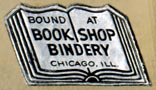 Book Shop Bindery, Chicago, Illinois (24mm x 14mm). Courtesy of R. Behra.