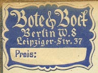 Bote & Bock, Berlin, Germany (31mm x 23mm, ca.1920s)
