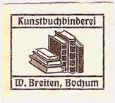 W. Breiten, Kunstbuchbinderei, Bochum, Germany (26mm x 23mm, ca.1913). Courtesy of Michael Kunze.