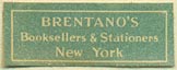 Brentano’s, Booksellers & Stationers, New York, NY (26mm x 10mm)