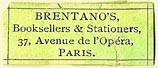 Brentano's Booksellers & Stationers, Paris (pale green, 26mm x 11mm)
