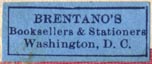 Brentano's, Booksellers & Stationers, Washington, D.C. (25mm x 10mm, after 1925). Courtesy of R. Behra.