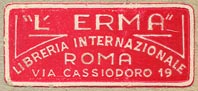 L'Erma - Libreria Internazionale, Rome, Italy  (32mm x 14mm, ca.1951)