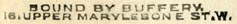 Buffery [binder], Marylebone [London], England (stamp, 39mm x 3mm, ca.1908?). Courtesy of R. Behra.