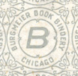 Burgmeier Book Bindery, Chicago, Illinois (13mm x 13mm, repeating pattern endpaper). Courtesy of R. Behra.