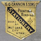 G.Q. Cannon & Sons, Salt Lake City, Utah (25mm x 24mm, ca.1870s?). Courtesy of Robert Behra.