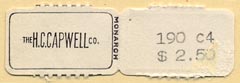 The H.C. Capwell Co., Oakland, California (38mm x 12mm, including tear-off, ca.1934).