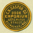 C.N. Caspar Co., Book Emporium, Milwaukee, Wisconsin (18mm dia.)