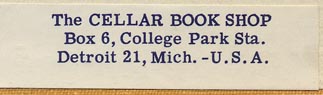 The Cellar Book Shop, Detroit, Michigan (53mm x 14mm, ca.1960)