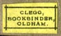 Clegg, Bookbinder, Oldham, England (14mm x 8mm, ca.1895)