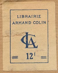 Librairie Armand Colin, Paris (30mm x 40mm).