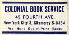 Colonial Book Service, New York, NY (38mm x 19mm)