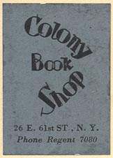 Colony Book Shop, New York (26mm x 36, ca.1929)