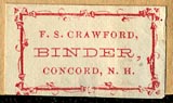 F.S. Crawford, Binder, Concord, N.H. (25mm x 14mm, ca.1875)