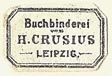H. Crusius, Buchbinderei, Leipzig, Germany (14mm x 10mm)