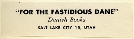 Danish Books, Salt Lake City, Utah (76mm x 22mm, ca.1950)