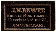 J.H. DeWit, Boekhandel, Amsterdam, Netherlands (30mm x 17mm). Courtesy of S. Loreck.