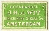 J.H. DeWit, Boekhandel, Amsterdam, Netherlands (25mm x 15mm). Courtesy of S. Loreck.
