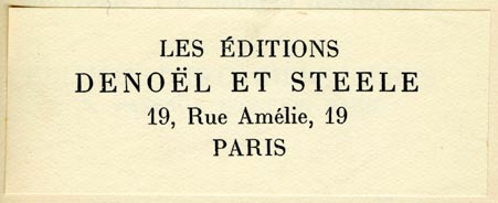 Les Éditions Denoël et Steele, Paris, France (75mm x 29mm, ca.1933)