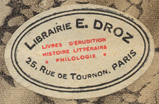 Librairie E. Droz, Paris France