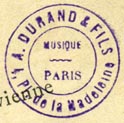 A. Durand & fils, Paris, France (inkstamp, 20mm dia.)