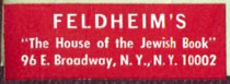 Feldheim's, New York, NY (34mm x 13mm). Courtesy of Robert Behra.