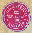 Livraria Ferreira, Lisbon, Portugal (18mm dia., ca.1906).