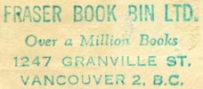 Fraser Book Bin, Vancouver BC, Canada (inkstamp, 36mm x 16mm). Courtesy of Robert Behra.