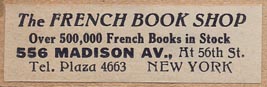 The French Book Shop, New York, NY (43mm x 13mm, ca.1926).