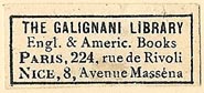 The Galignani Library, English & American Books, Paris, France (28mm x 15mm). Courtesy of S. Loreck.