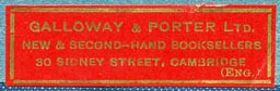 Galloway & Porter, Cambridge, England (41mm x 13mm, ca.1925?)