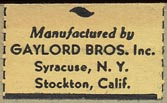 Gaylord Bros., Pamphlet Binders, Syracuse, NY and Stockton, California (27mm x 16mm, ca.1950s)