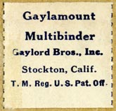 Gaylord Bros., Stockton, California (27mm x 26mm, before 1948)