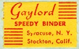 Gaylord Bros., Pamphlet Binders, Syracuse, NY and Stockton, California (26mm x 16mm, before 1965)